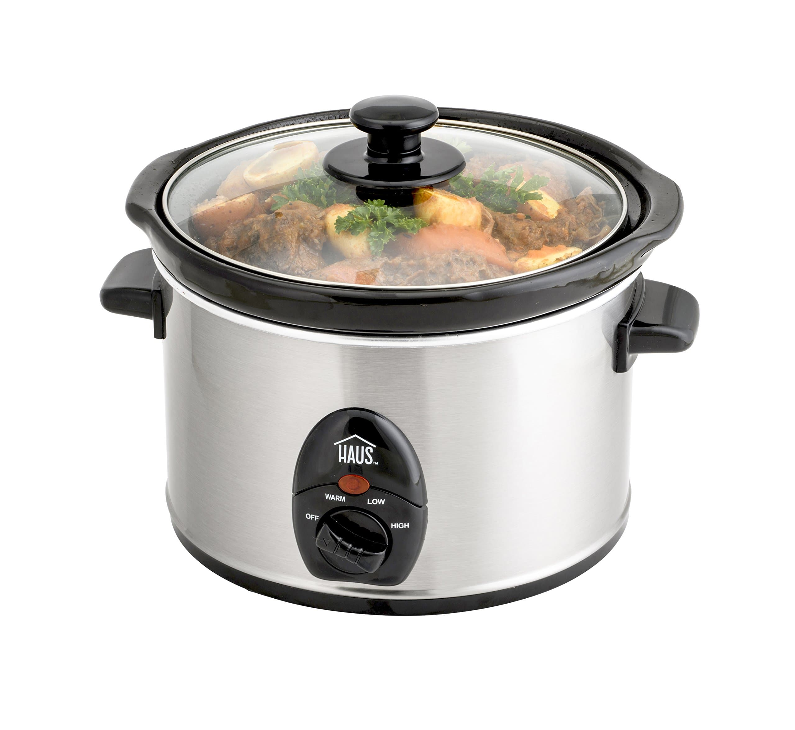 Haus HSC 44235 SS Cooker Tempered See-through Glass Lid, 2.5 Quart, Stainless Steel