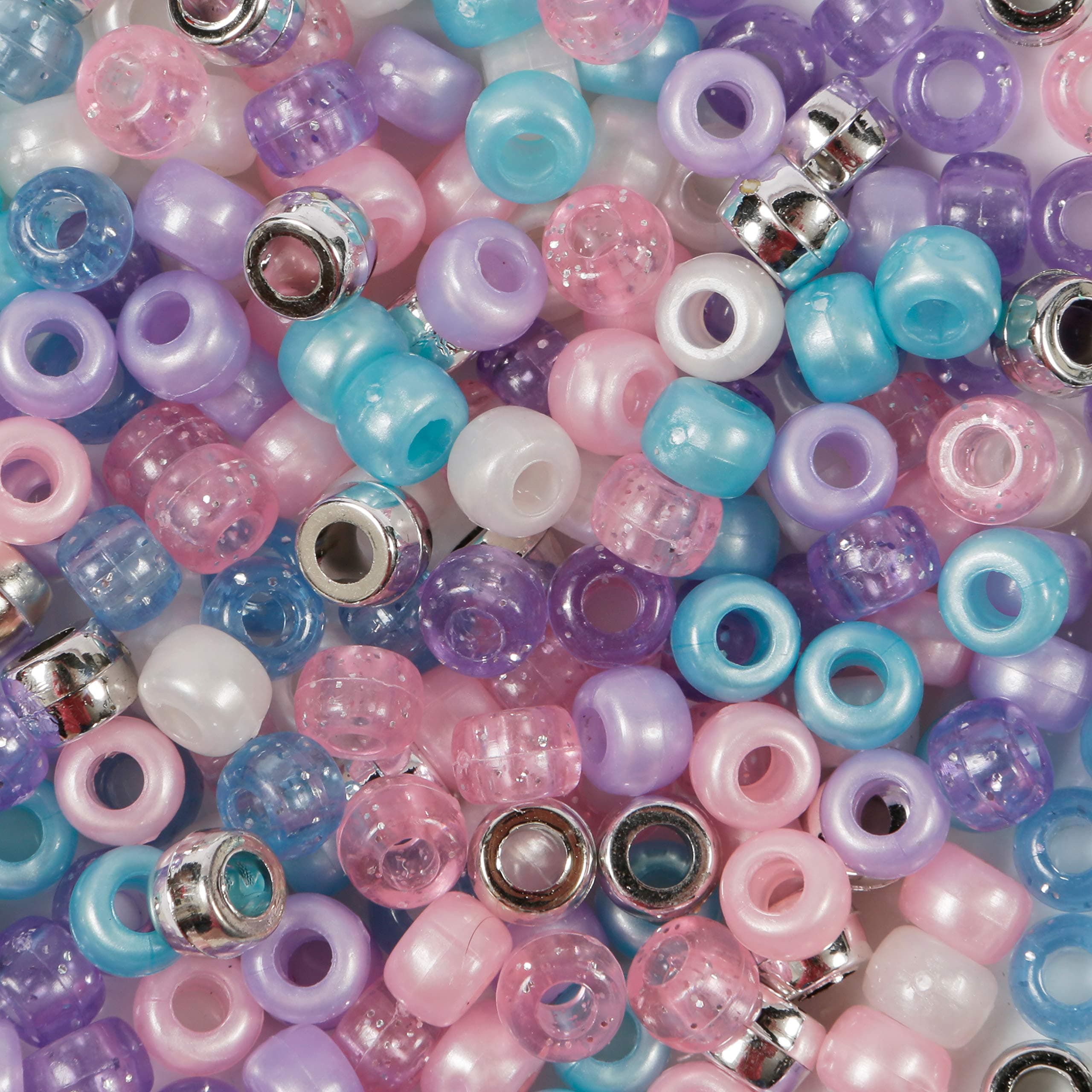 200 Candyfloss Colours Pony Bead Mix Pastel Coloured Beads 9mm x 6mm