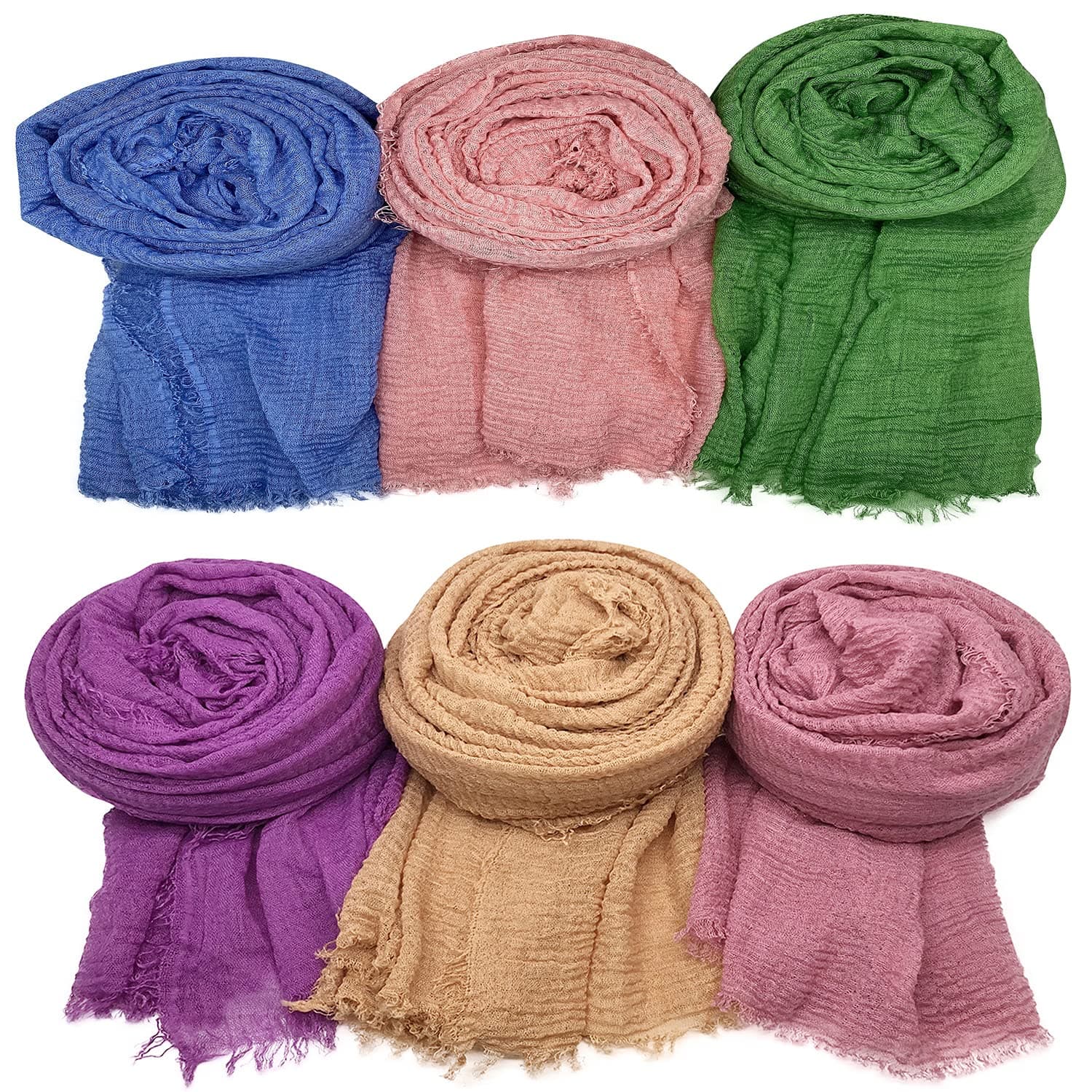 6 PCS Women Scarf Shawl for All Season Scarve, Mixed Color