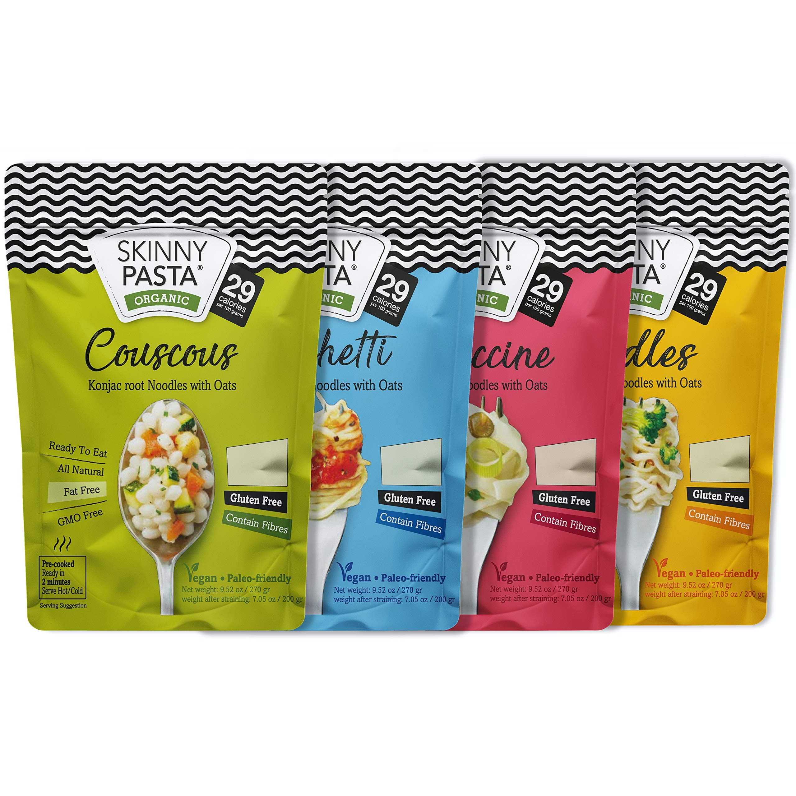 Skinny Pasta 270g - 100% Konjac Noodle (Shirataki Noodles), Variety, Pack of 24