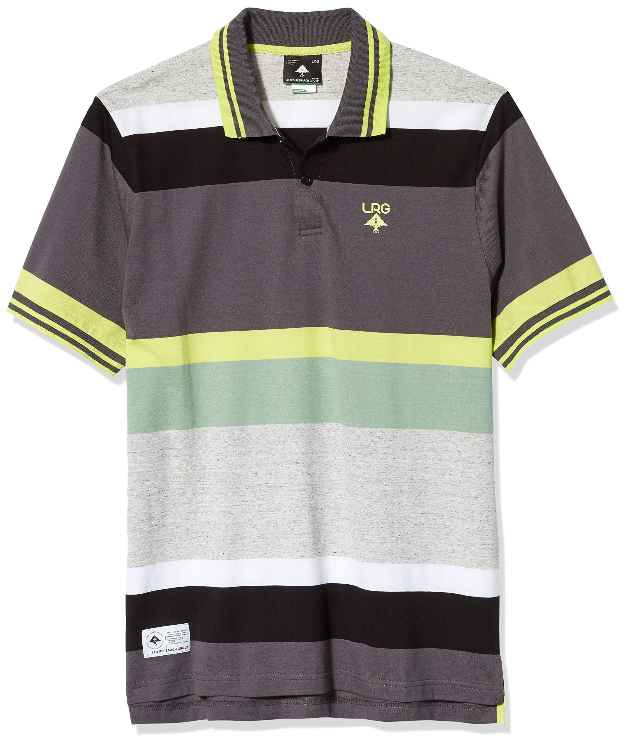 LRG Lifted Research Group Men's Rasta Striped Polo Shirt