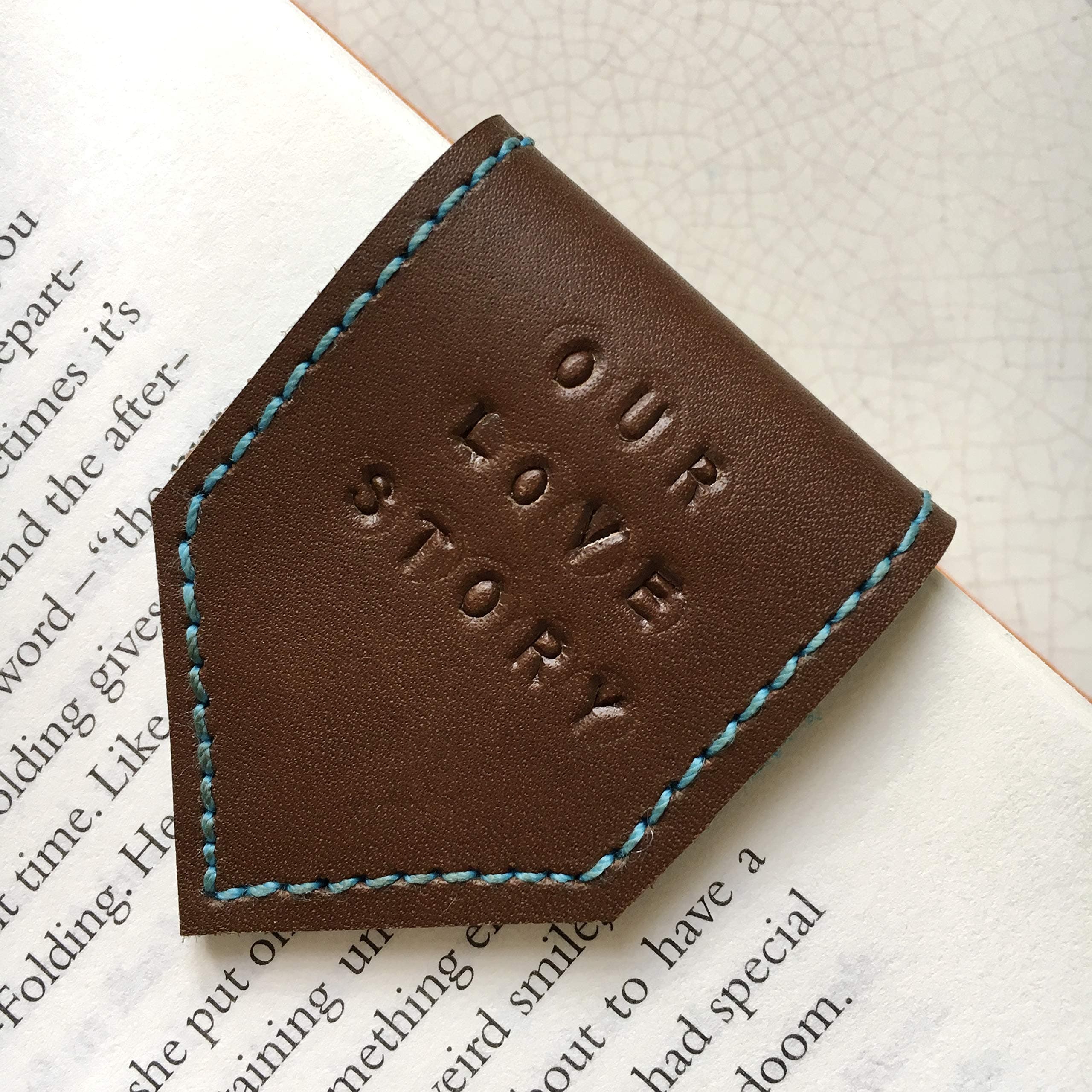 Handmade Leather Bookmark Magnetic Brown Can Be Personalised