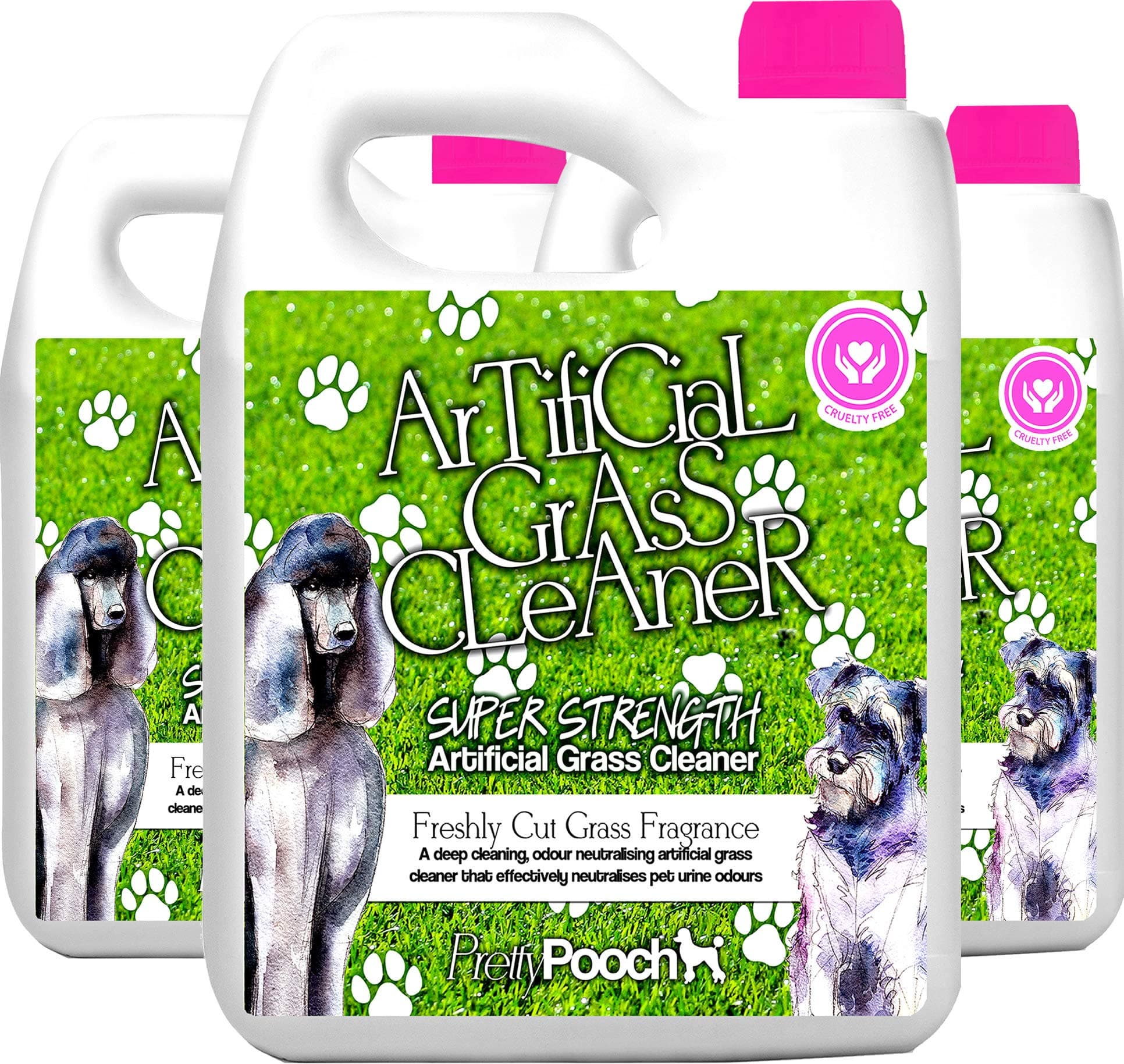Pretty Pooch Artificial Grass Cleaner For Dogs (10:1 Super Concentrate Makes 30 Litres) Disinfectant and Deodoriser - 3 x1 Litre