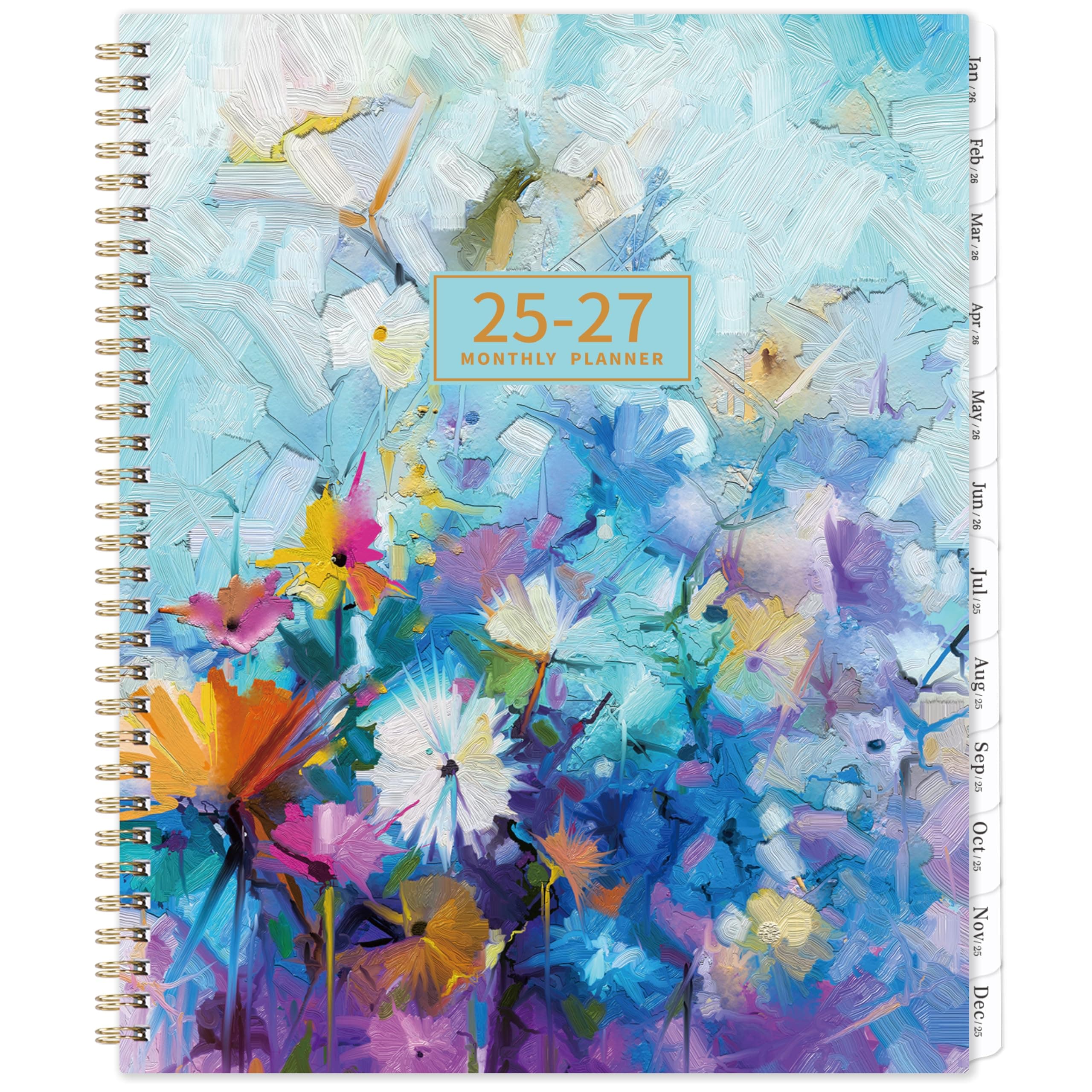 Monthly Planner/Calendar - 2 Year Monthly Planner 2025-2027, 9" x 11", July 2025 - June 2027, Calendar 2025-2027, Holidays, Monthly Tabs, Inner Pocket, Note Pages