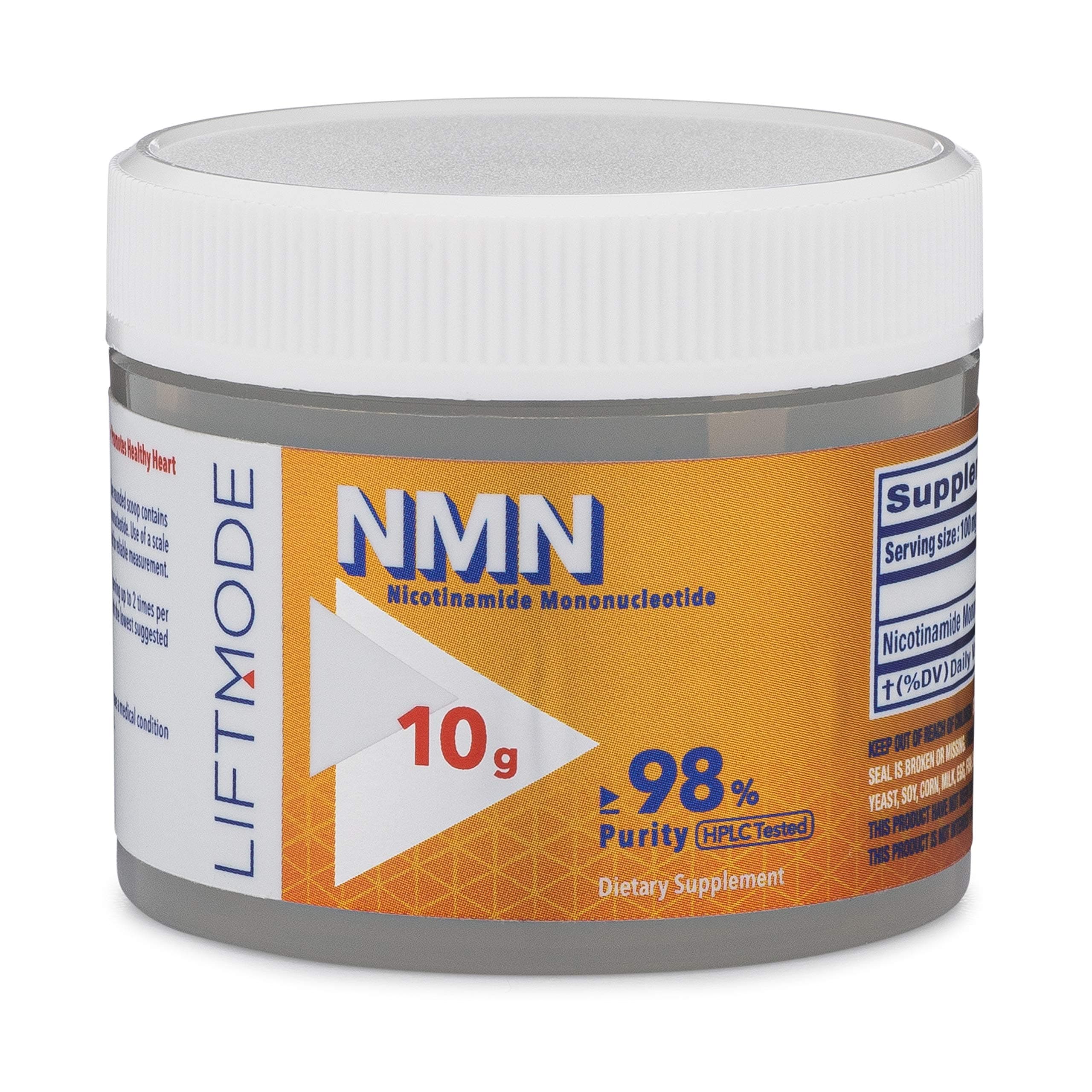 LiftMode NMN (Nicotinamide Mononucleotide) Powder Supplement - Boosts Cellular Energy, Healthy Aging, & Sharpens Cognition - Vegetarian, Vegan, Non-GMO, Gluten Free - 10 Grams (100 Servings)