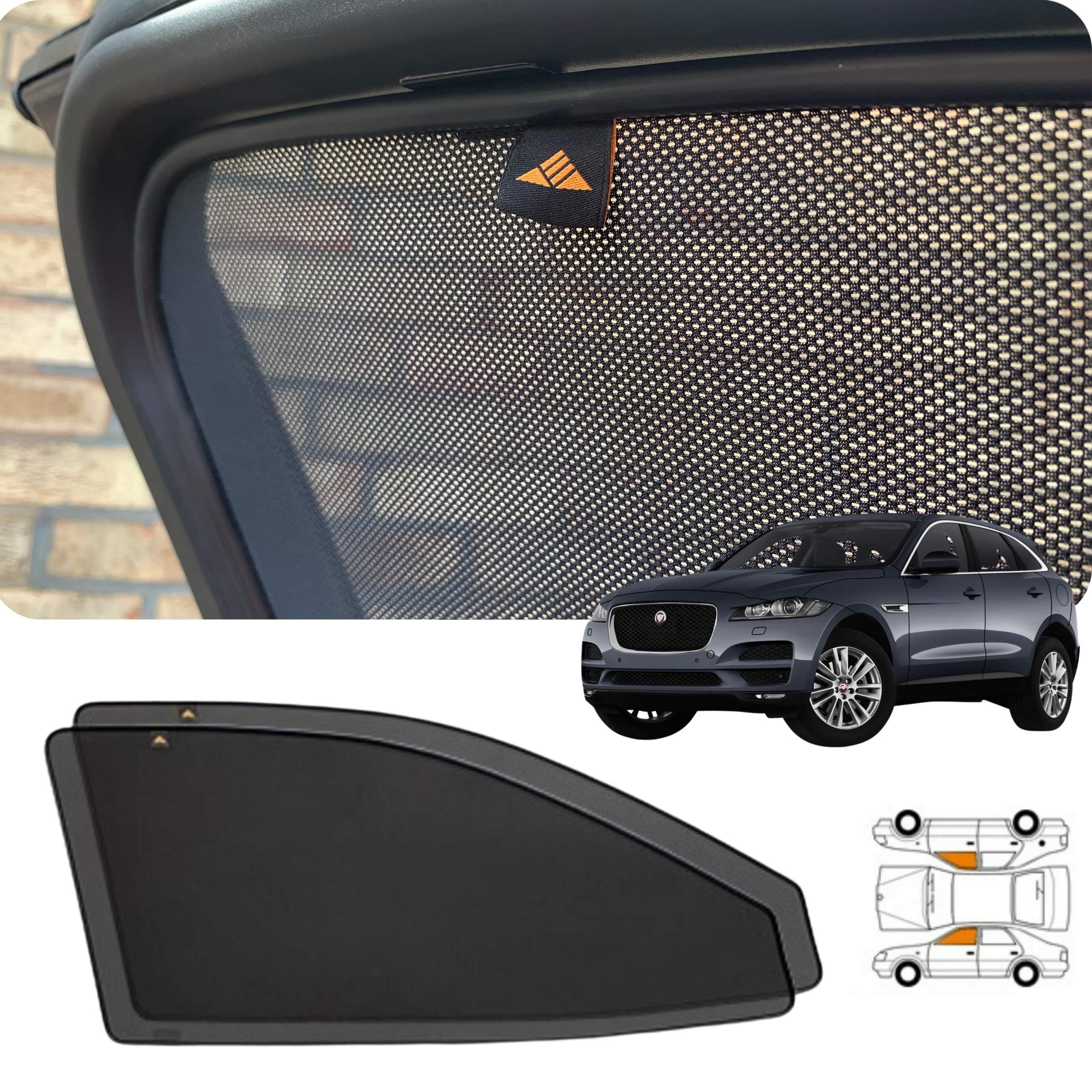 TROKOTJguar F Pace Models 2015 To 2019 Tailor Made Custom Fit Magnetic Car Privacy Shades TROKOT™ Front Side Windows UV Insects Protection Ventilation Tinting Alternative