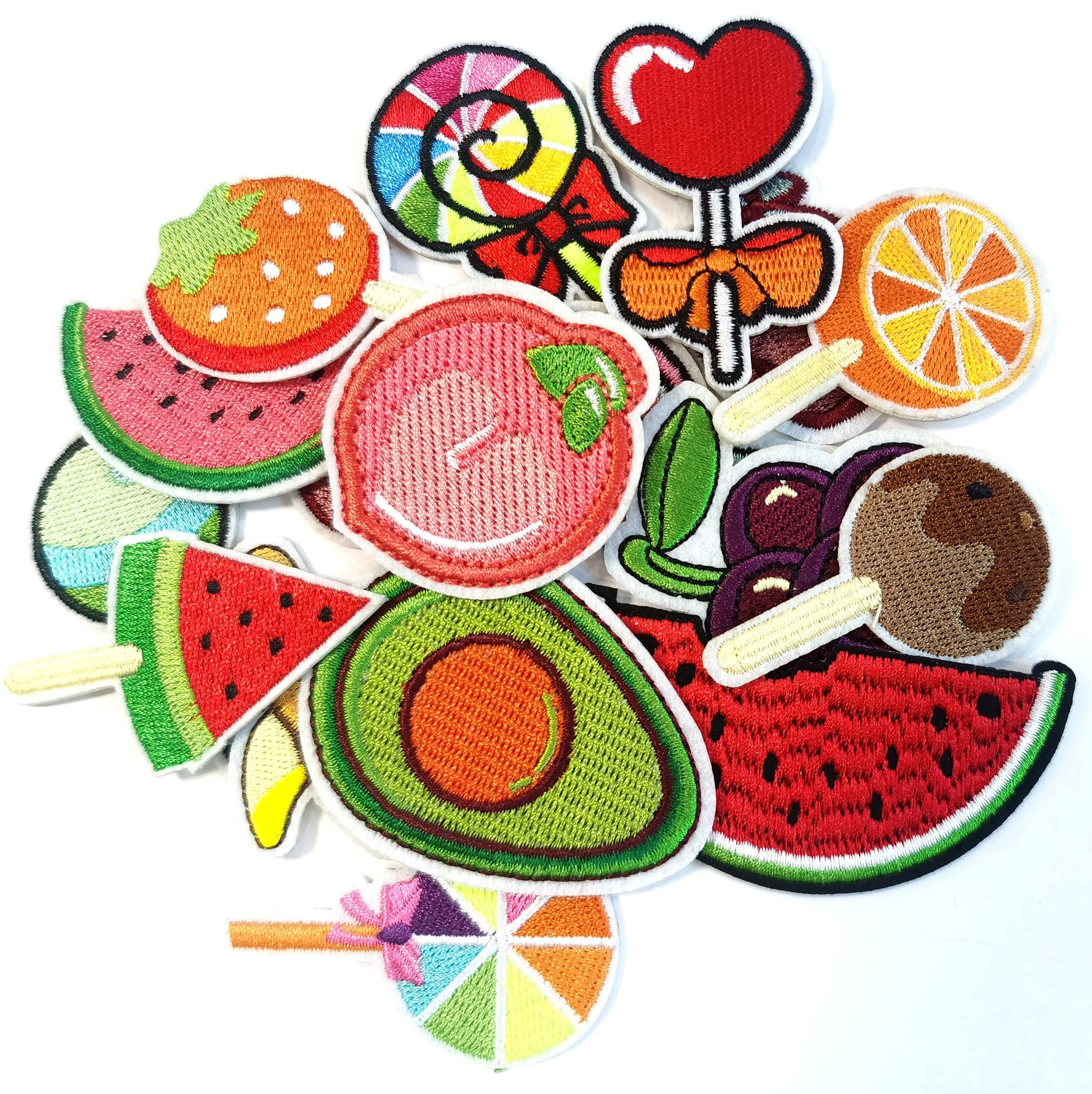 17piecs of Kids Fruits Embroidered Patches-Iron on Patches of Embroidery Patches-Assorted DIY Sew on Applique Truck Patches-Cute Patches for Boys Girls-Decorative Patches