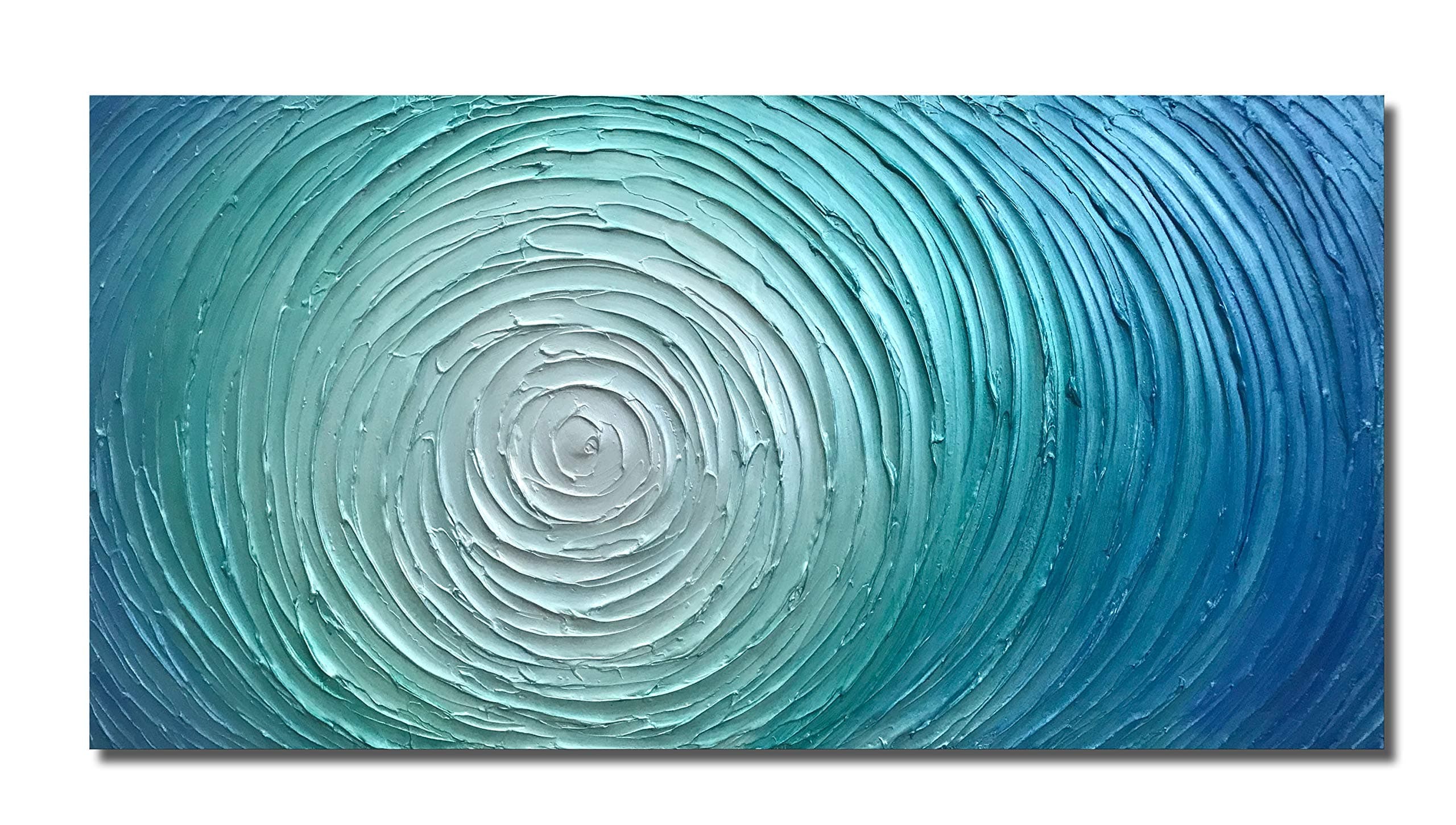 Abstract Canvas Wall Art Oil Painting Blue-Green Abstract Art Works 100% Hand-Painted Texture Decorative Oil Painting Modern Home Abstract Art Works 20x40 inch