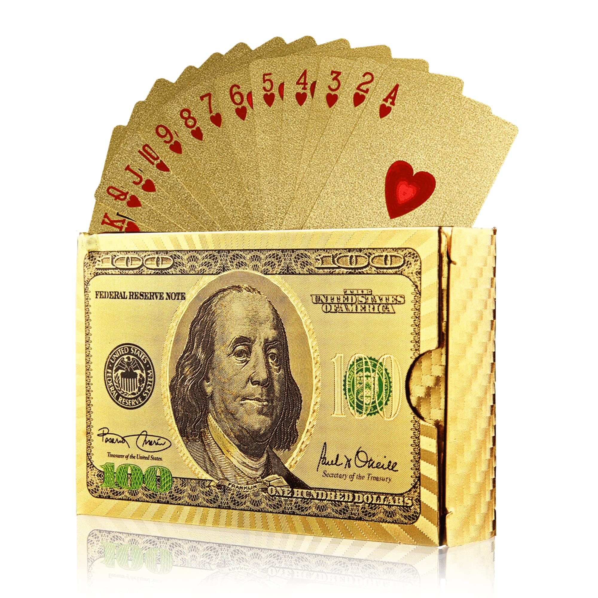 Magic Kiss Waterproof Gold and Silver Foil Poker Playing Cards, Deck of Plastic Playing Cards Gift (Gold 1 Deck)