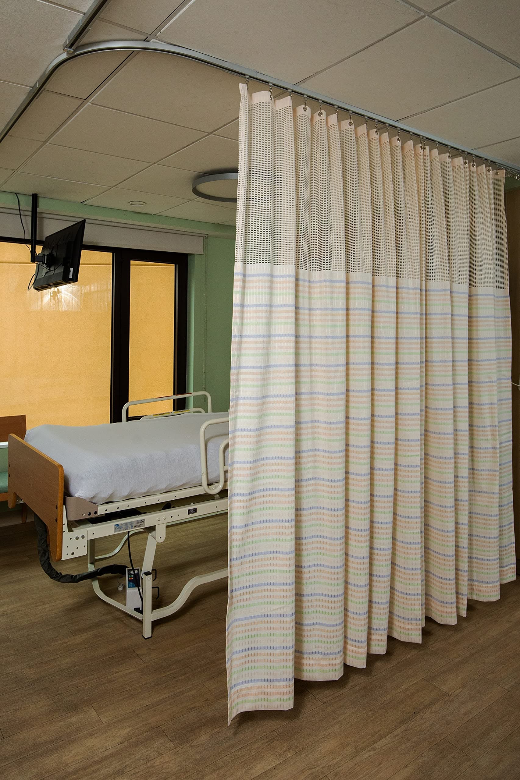 Custom Drapery CD: Hospital Privacy Curtain, Flame Retardant, Washable with mesh and Grommets (5'Wide x 7'Long)