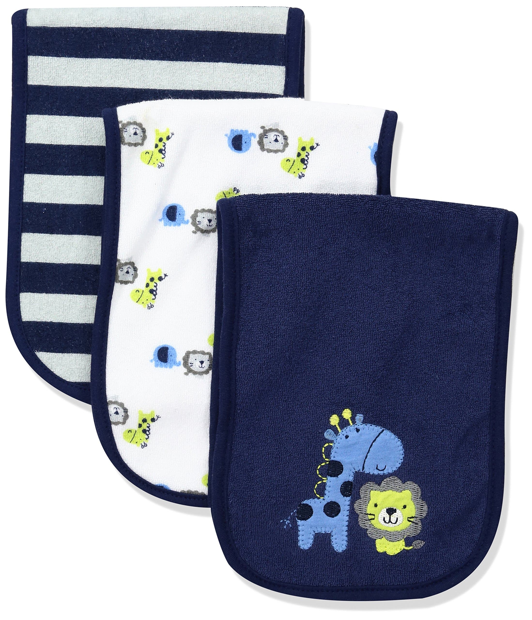 Gerber Unisex-Baby 3-Pack Terry Burp Cloth, Safari, 18" x 6.25"