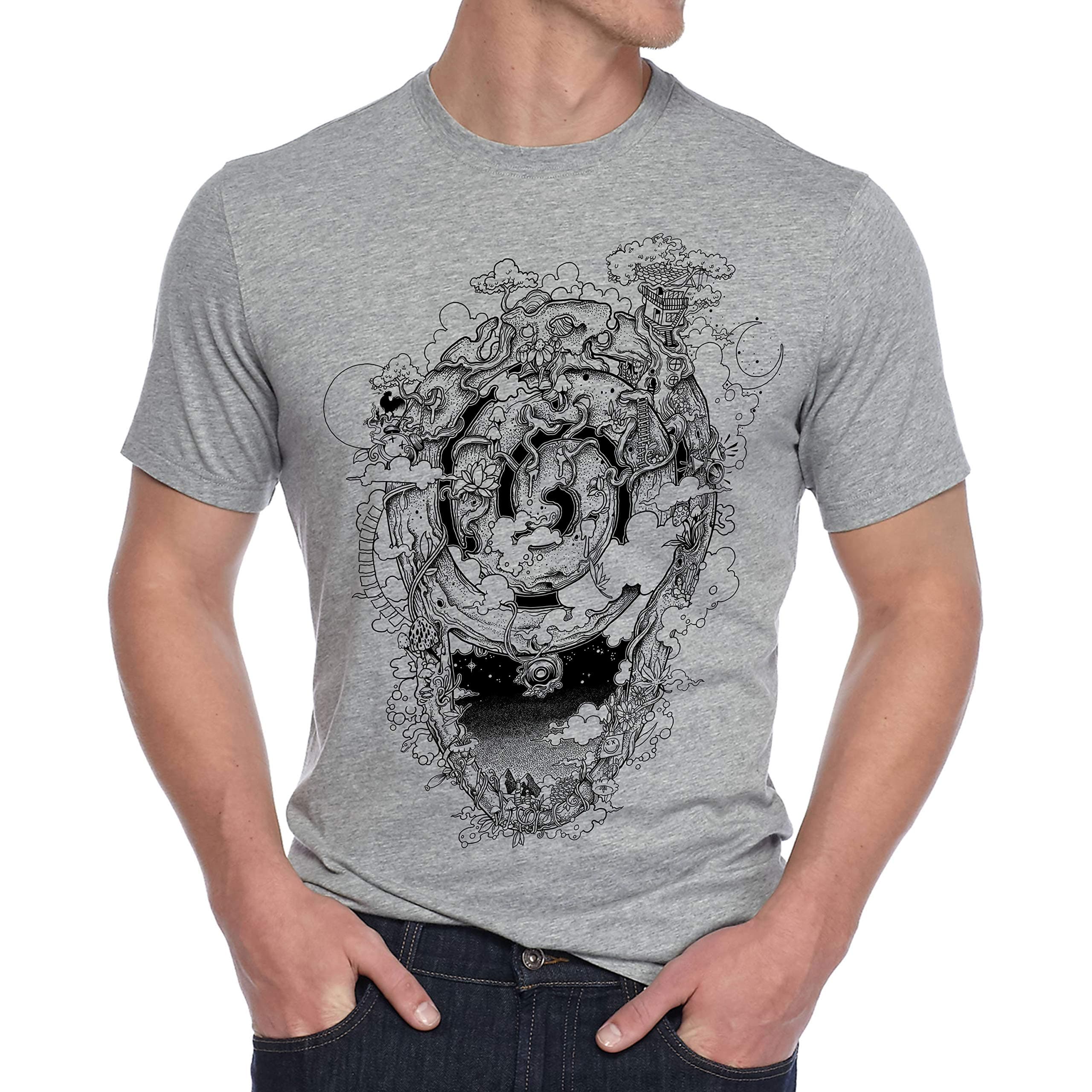 Psychedelic Tshirts New Hippie Trail Printed t Shirts Secret map of Parvati Valley Hidden Within icon Regular fit Half Sleeve Cotton Tshirt