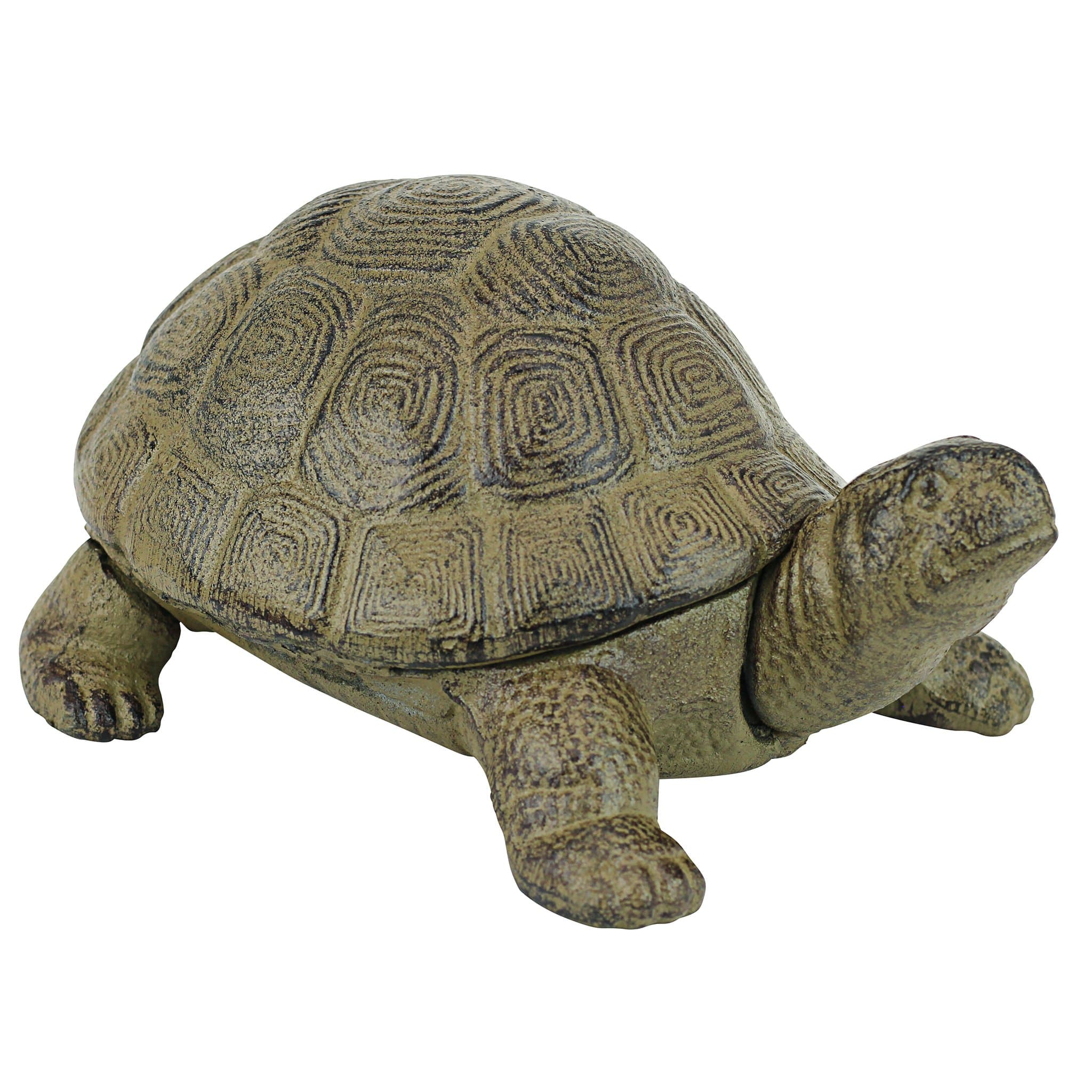 Design Toscano Aesop's Turtle Ornament Garden Tortoise Animal Statue, 10 Inches Wide, Cast Iron, Verdigris Finish