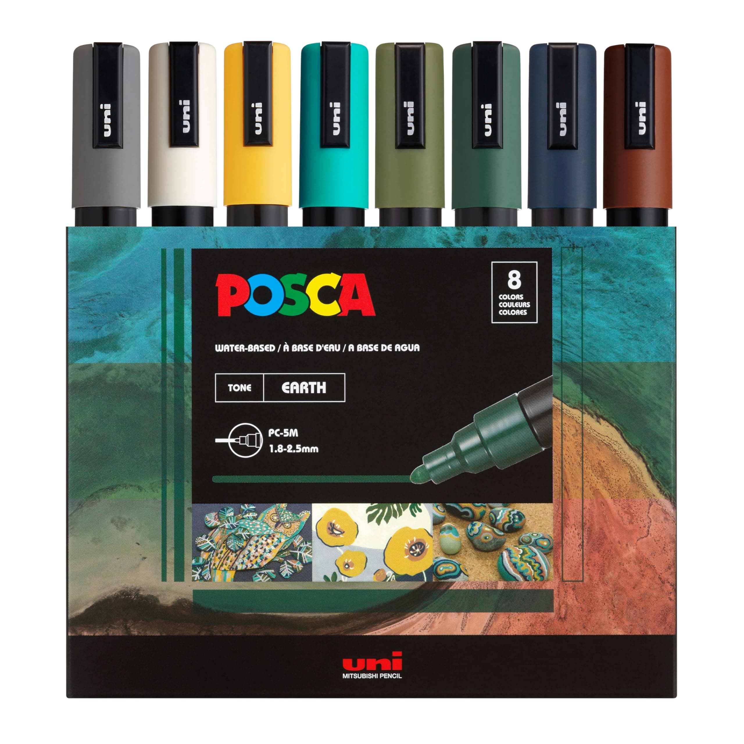 Posca Color Tone Marker Set, Acrylic Paint Pens with Double-Sided Tips for Coloring and Drawing on Any Surface, Non-Toxic Formula, Posca Markers, Shades