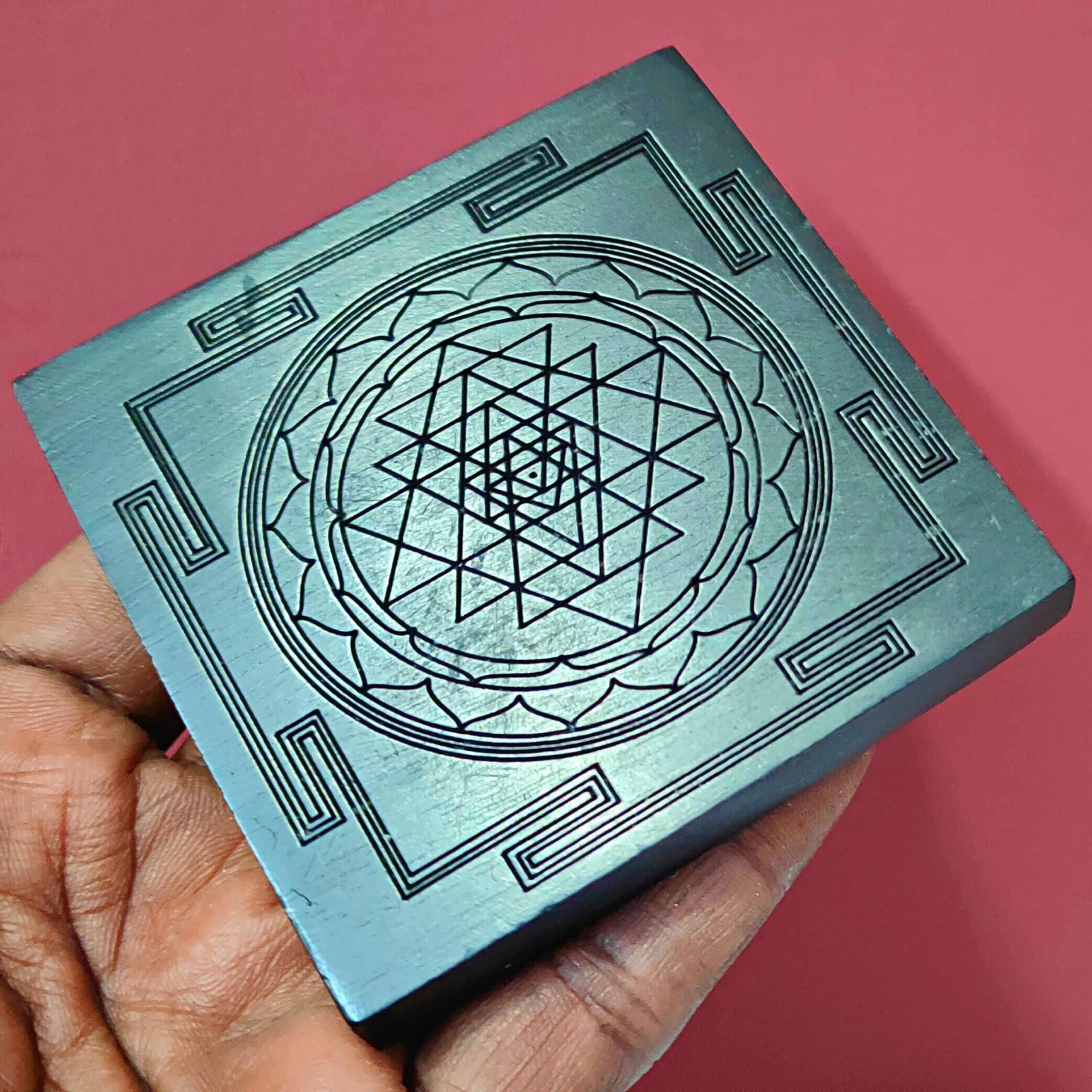 Anciently Karungali Shri Yantra | 3x3 Inch, Brown Wood, 1 No
