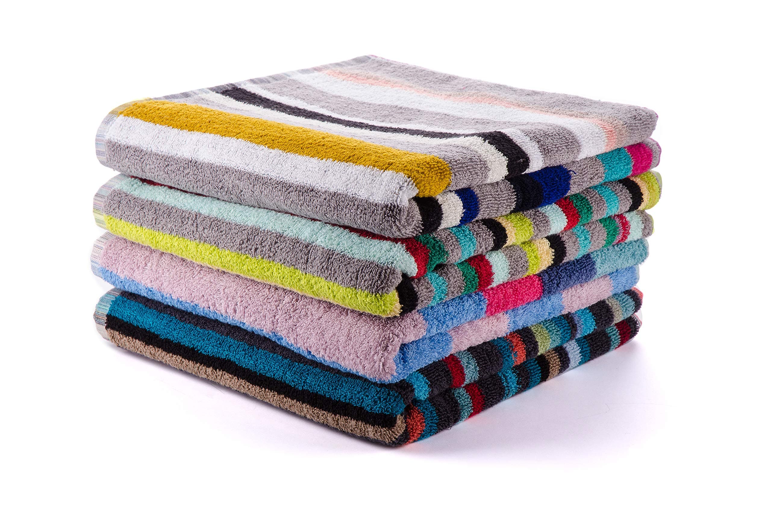 American Linen 4 Pack Luxury Striped Bath Towels – 100% Cotton – Large 27"x54" – Soft, Absorbent, for Bathroom & Shower
