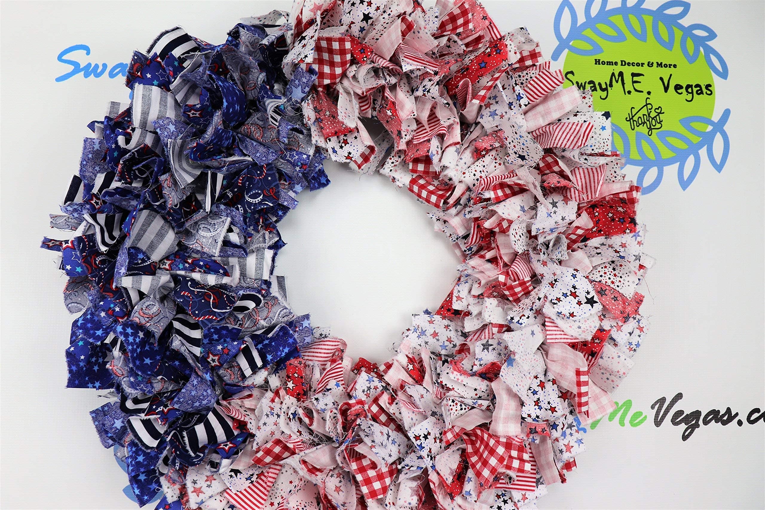 American Flag Rag Wreath, Flag Fabric Wreath, July 4th Wreath, Independence Day Wreath, Patriotic Flag Wreath, Memorial Wreath, Fabric Wreath,