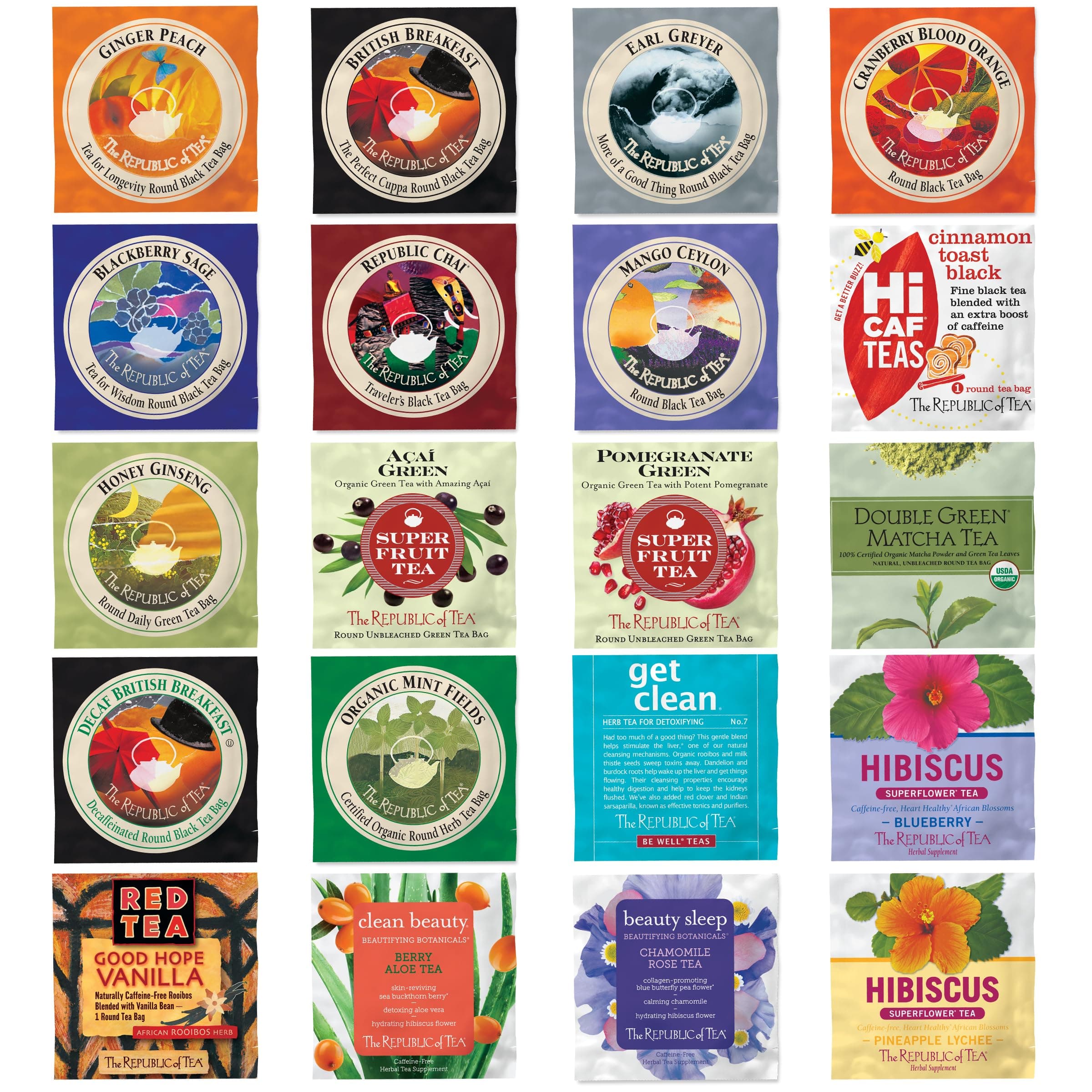 The Republic of Tea – Premium Assortment of Teas & Herbs, 40 Individually Wrapped Tea Bags