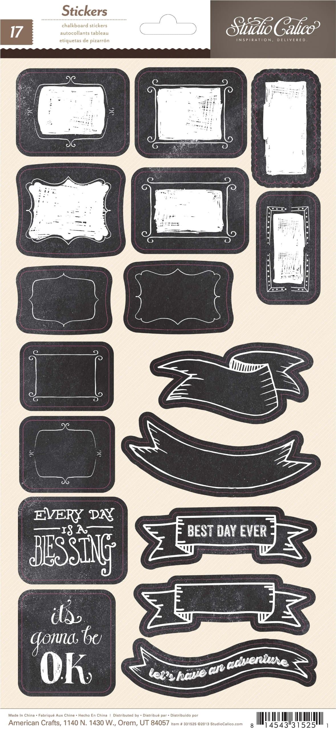 Studio Calico That Away Cardstock Stickers, 6 by 12-Inch, Chalkboard Banner and Label