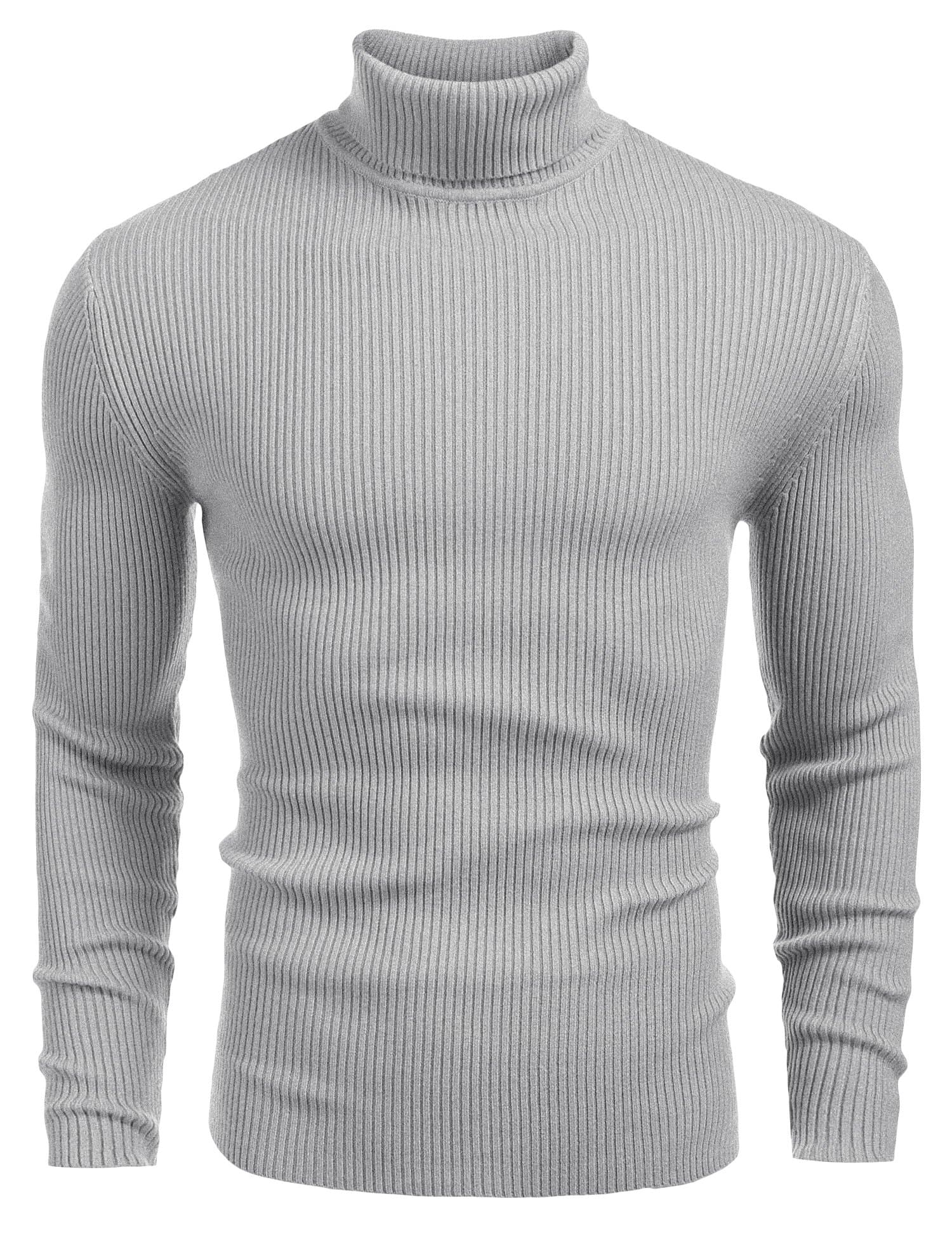 COOFANDY Mens Ribbed Slim Fit Knitted Pullover Casual Turtleneck Sweater