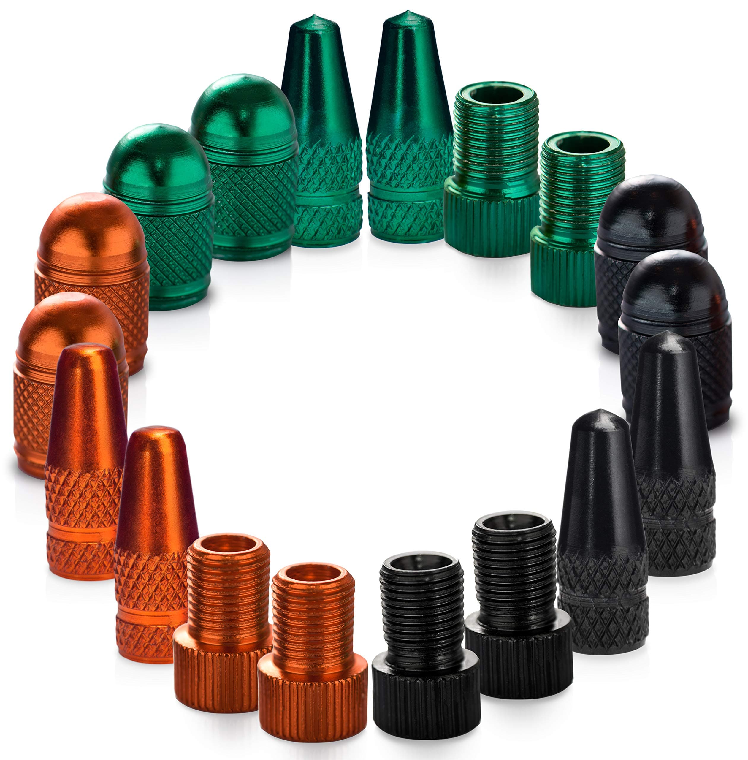 Bike Presta Valve Adapter and Tire Valve Stem Caps 18 pcs - Schrader Valve Cap - Presta Valve Caps - Bike Pump Adapter for Bike Tire Inflator - Bike Valve Dust Caps for Car Tire - Air Caps for Tires