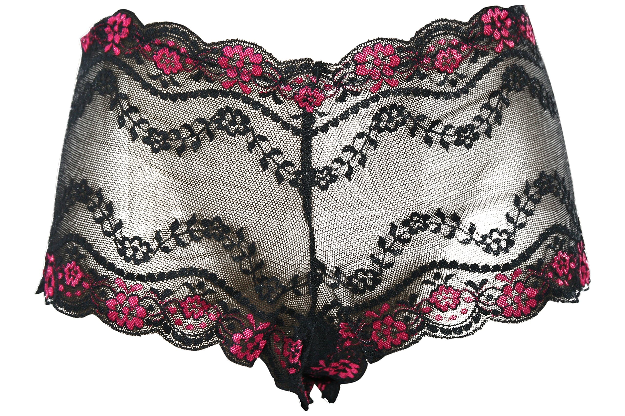 Cintamani Soft Sensuous Sheer Black Red Lace Knickers Shorts Panties S M L XL