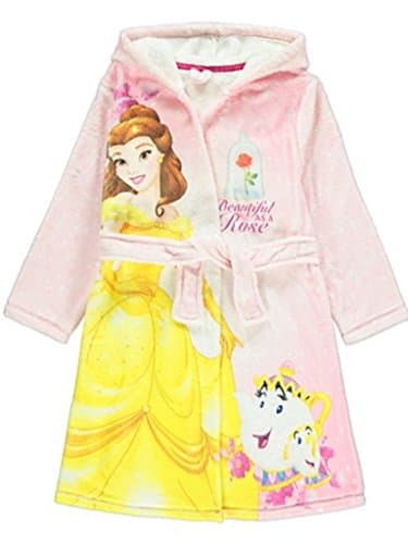 Girls Disney Princess Hooded Dressing Gown Belle Fleece Robe (Age 2-3 Years)