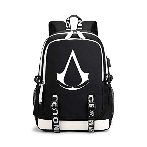 Assassin's Creed Casual Backpack Korean Version School Backpack Classic Lightweight Water Resistant College Rucksack Travel Backpack (Color : Black01, Size : 30 X 15 X 43cm)