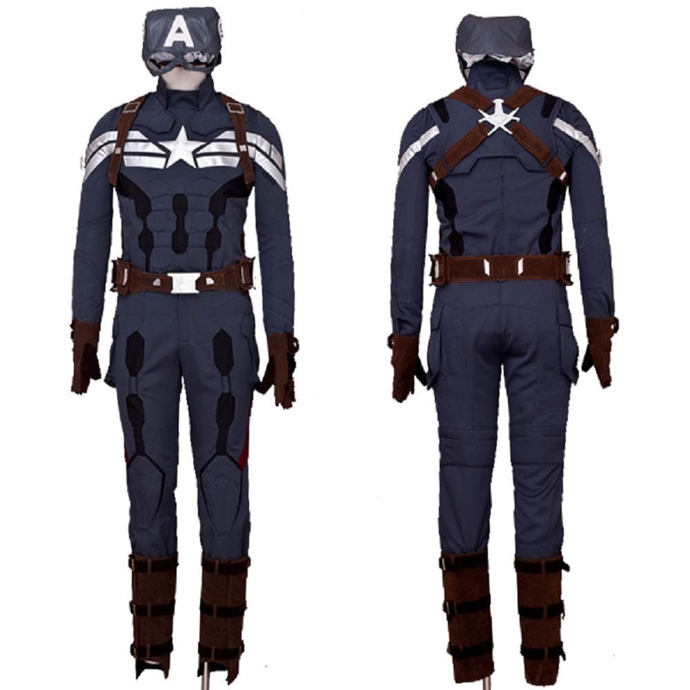 Superhero Captain Soldier Costume Deluxe Halloween Cosplay Full Set PU Suit