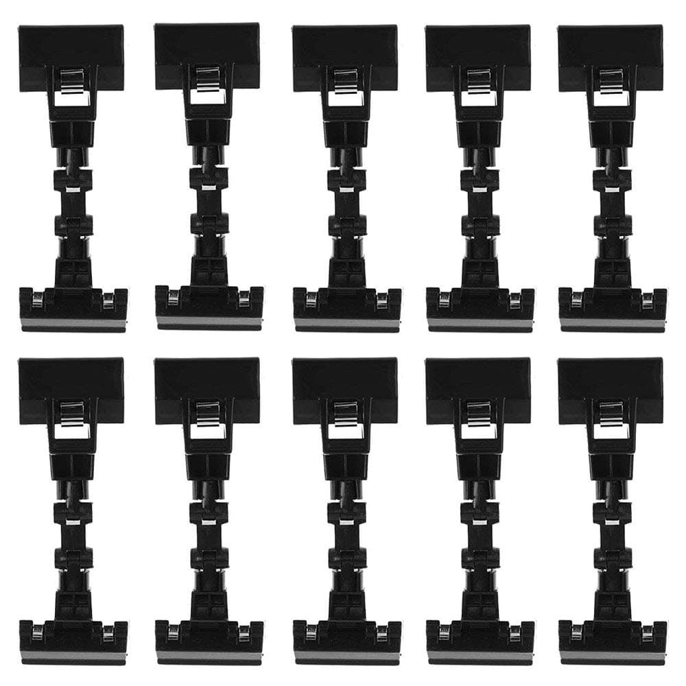 Liyafy 10pcs Sign Clip Advertising Tag Card Clip Label Price Tag Holder Price Talker Memo Clip Snap Clamps Display Rack Black