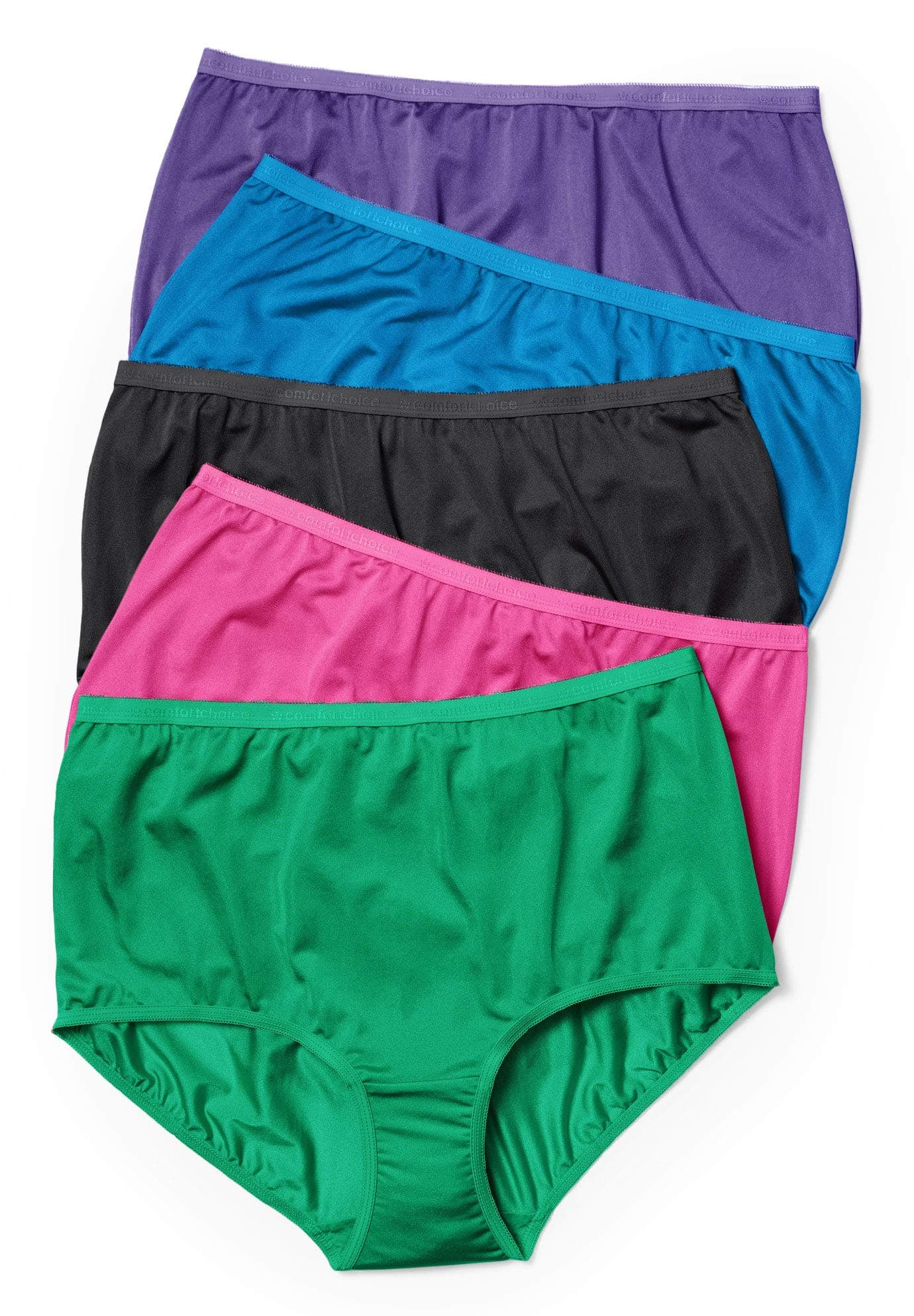 Women's Plus Size 5-Pack Nylon Full-Cut Brief