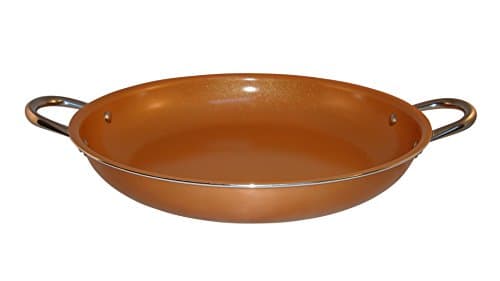 Dawpet Copper Frying Pan 14-Inch Non Stick Ceramic Infused Titanium Steel Oven Safe, Dish Washer Safe, Scratch Proof Round Handles For Comfort Grip