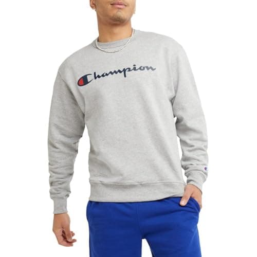 Champion mens Crewneck Sweatshirt, Powerblend Fleece, Hoodie Sweatshirt for Men, Script Logo (Reg. Or Big & Tall)