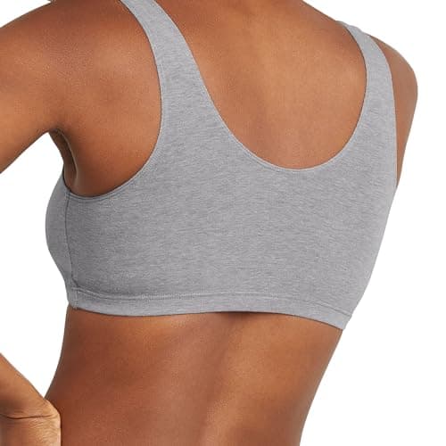 Hanes Women's Bralette Pack, Cotton Scoopneck Bralette, Low-Impact Sports Bra, 3-Pack Bra (Pack of 3)