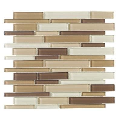 Milano Brown Pencil 12 in. x 12 in. x 8 mm Glass Mosaic Wall Tile