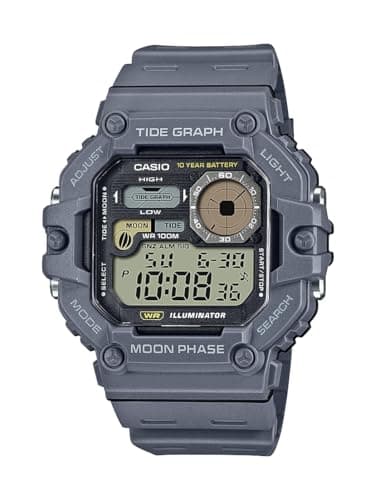Casio Illuminator Tide Graph Moon Phase 10-Year Battery Digital Watch WS-1700H-8AV, Grey