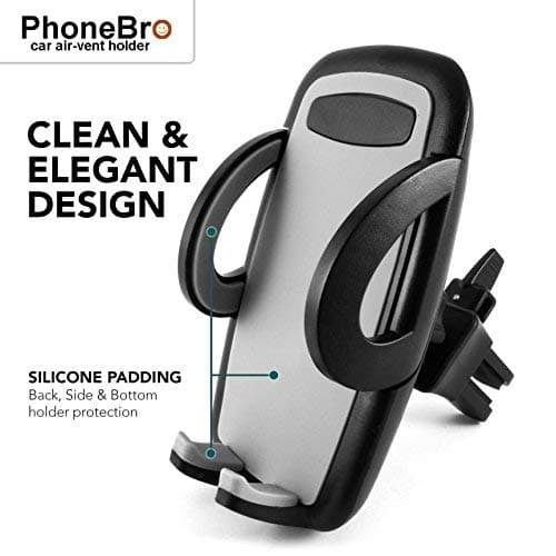 car air-Vent Phone Holder Cradle Stand with Silicone Padding Universal Smartphone Compatible foriPhone X 8 8 Plus 7 Plus SE 6s 6 Plus 6 5s 5 4s 4 Samsung Galaxy S6 S5 S4 LG Nexus