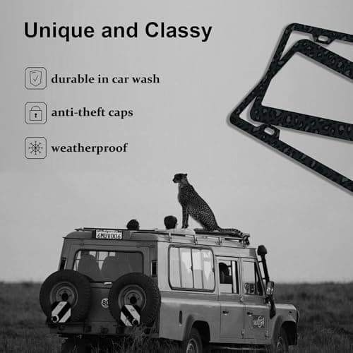 Black Leopard Print Printing License Plate Frames,Leopard Car Accessories for Women & Men,Cute License Plate Holder,Black Leopard Print Lover,Fits Standard US Vehicles Size 12.2 x 6 Inch