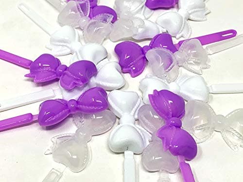 Tara Girls Self Hinge Bow Hair Barrettes - Purple & White - 18 Pcs.