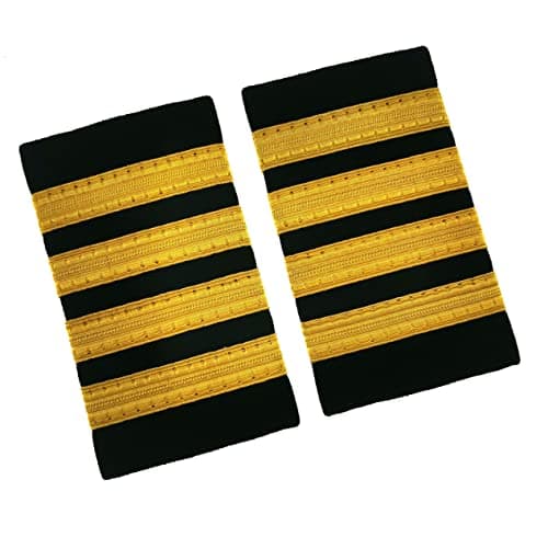 Professional Uniform Bars Airline Pilot Epaulets,Four Bars Captain Shoulder Boards Insignia Sliders Cosplay Epaulette Sliders, Gold