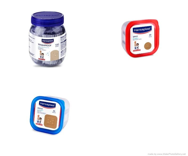 - Hansaplast Washproof Ventilated 100 Strips Jar- Hansaplast Spot 50pcs- Hansaplast Patch 50 pcs