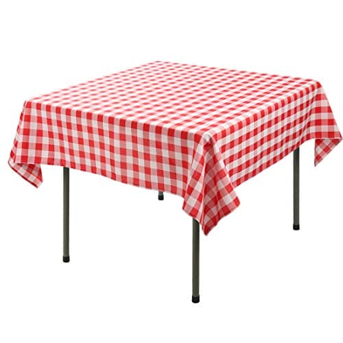 52x52 Inch Square Polyester Tablecloth Red and White Checker