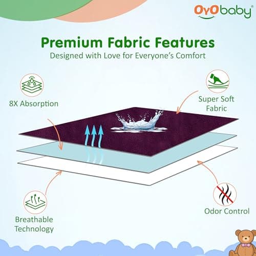 OYO BABY - Quickly Dry Super Soft Waterproof and Reusable Mat/Underpad/Absorbent Sheets/Mattress Protector (X-Large, OYO BABY Plum)