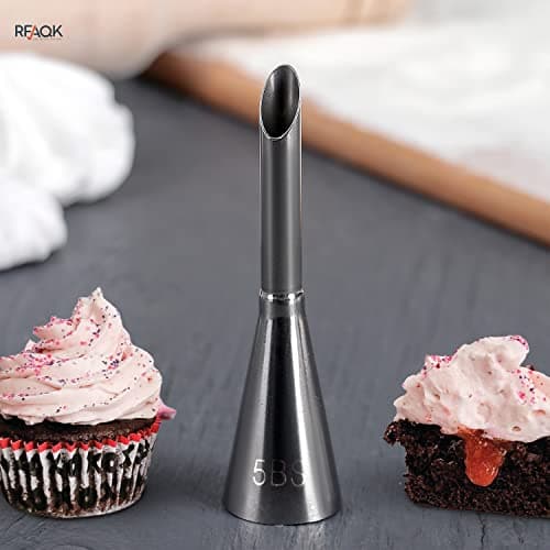 RFAQK 30PCs Piping Bags and Tips Set with EBook - Frosting Piping Kit with 10 Piping Tips,10 Pastry Bags, 2 Reusable Bags, 3 Icing Scrapers, 2 Couplers & 2 Ties for Cookies Cake Decorations (Pink)