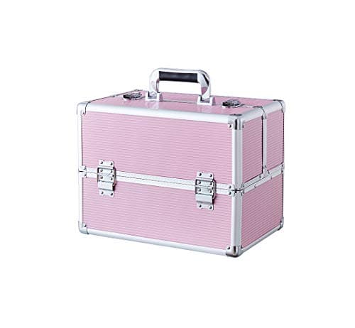 OUDMAY by Amazon - Makeup Case - Professional Portable Aluminum Cosmetics Storage Box With Locks and Folding Trays Zebra Stripe