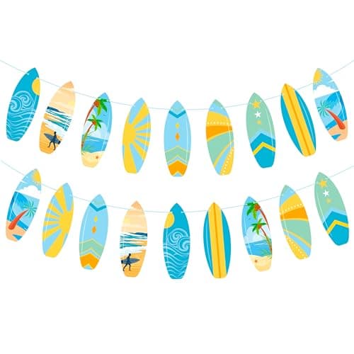 2Pcs Surfing Surfboard Banners Summer Surfing Birthday Party Decorations Beach Surf Banners Surfboard Theme Decoration for Surfer Birthday Beach Pool Theme Party Supplies