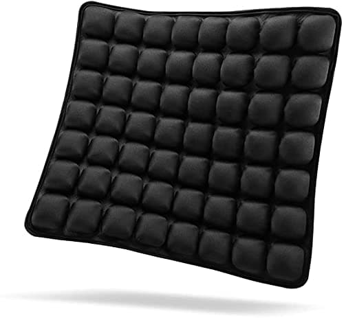 SUNFICON Air Seat Cushion Inflatable Comfort Cushion Portable Car Seat Office Chair Wheelchair Pad Orthopedics Pain Pressure Relief Cushion Camping Seat Mat w Pump 18"x16" Black