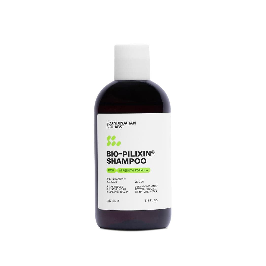 Scandinavian Biolabs Bio-Pilixin® Shampoo For Women | Strengthens Hair, Helps Greasiness, Balances Scalp, Eucalyptus Aroma, Dermatologically Tested, Made in Denmark, 250 mL/ 8.8 Oz