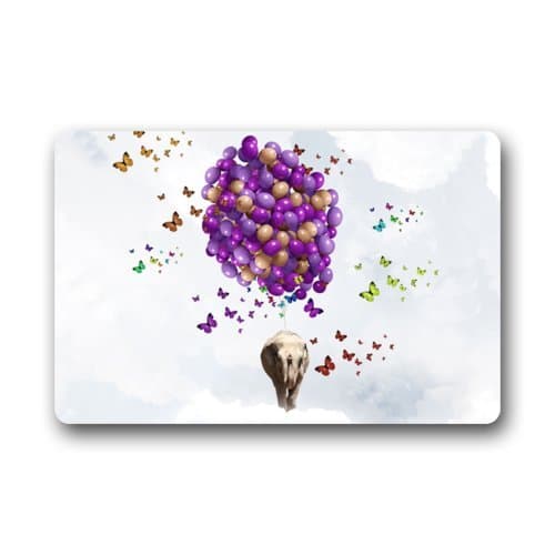 Funny Elephant Balloons With Butterflies Indoor/Outdoor Welcome Door Mat