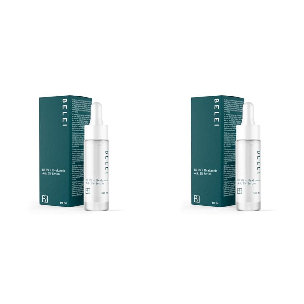 Amazon Brand - Belei - B5 5% + Hyaluronic Acid 1% Serum, 91.4% natural ingredients, vegan, 30 ml (Pack of 2)